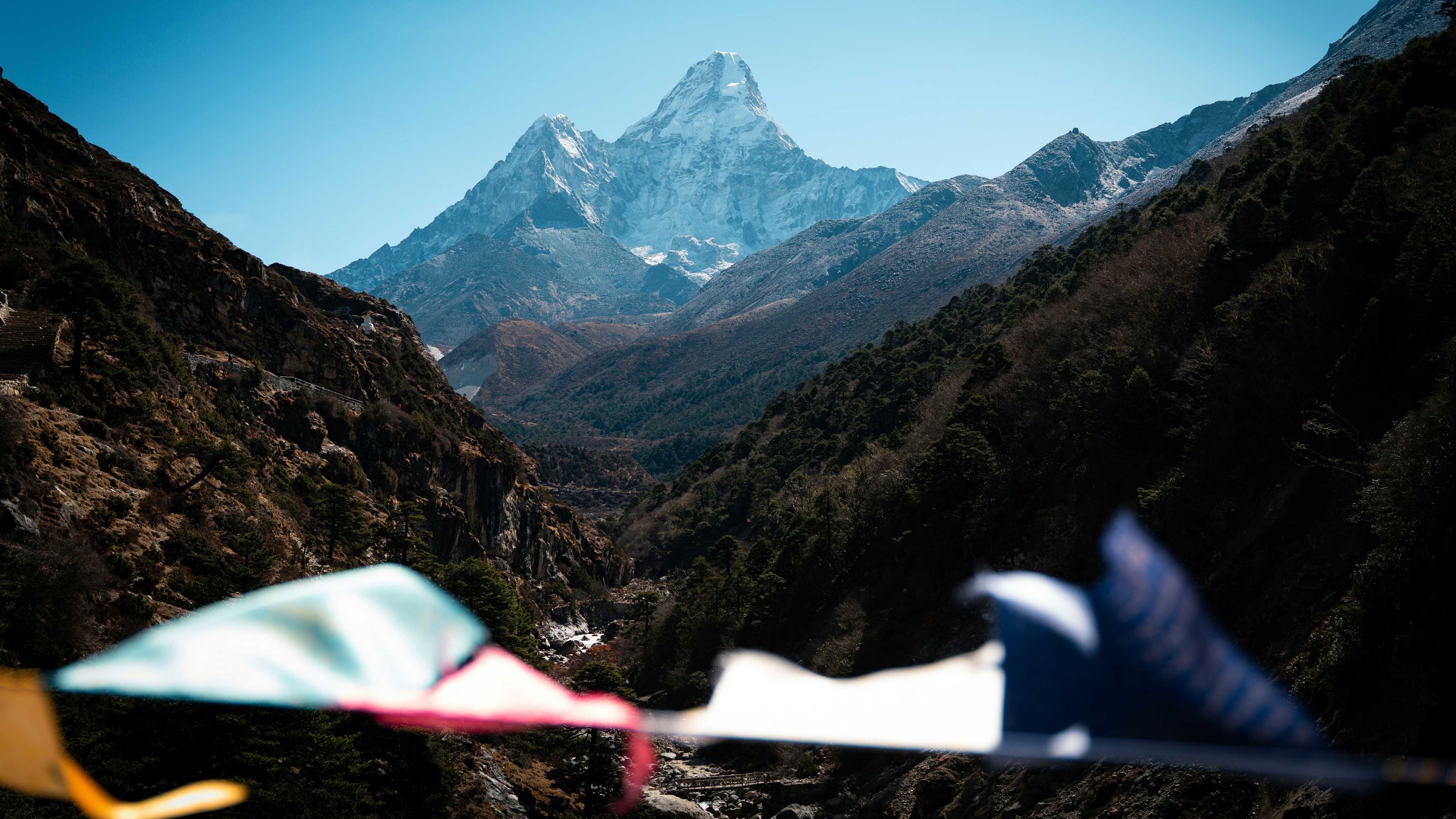 Climber eating a snack in high altitude